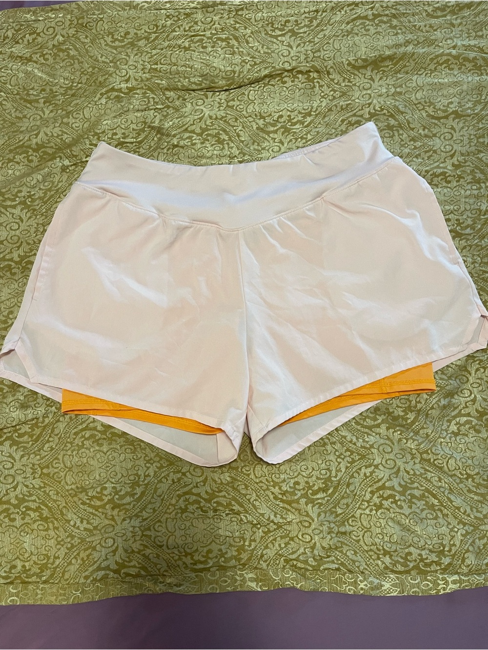 tek gear Light Pink Athletic Shorts with Orange Inner Liner